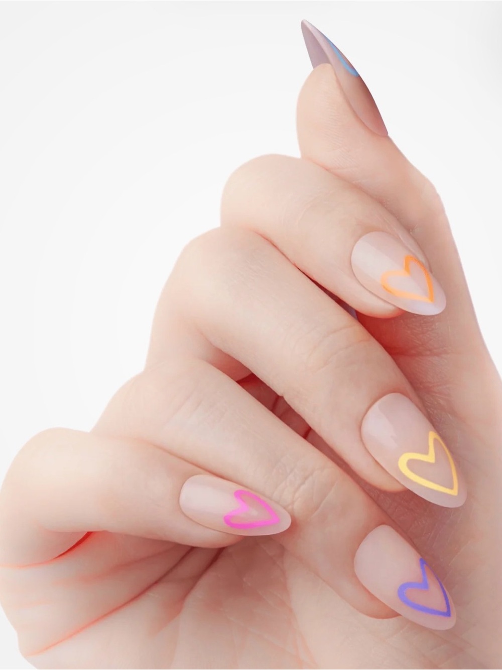Kiss Neon Heart Nail Stickers - Pink, Orange, Yellow, Blue
